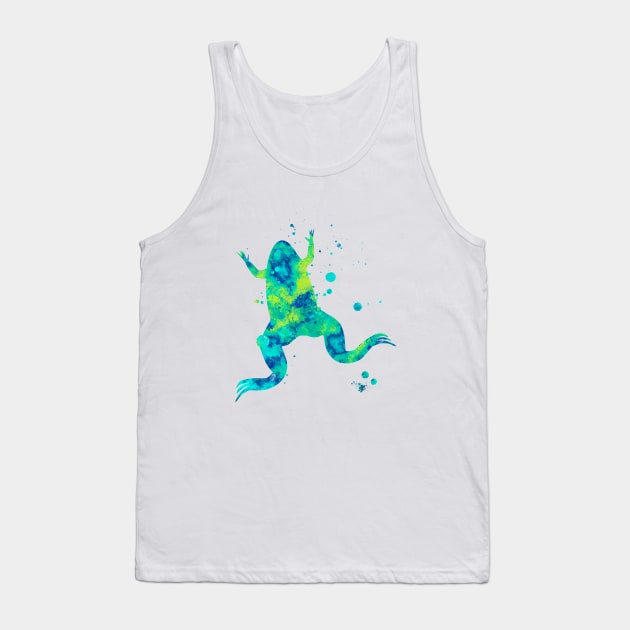 African Clawed Frog Watercolor Painting - Teal Tank Top by Miao Miao Design